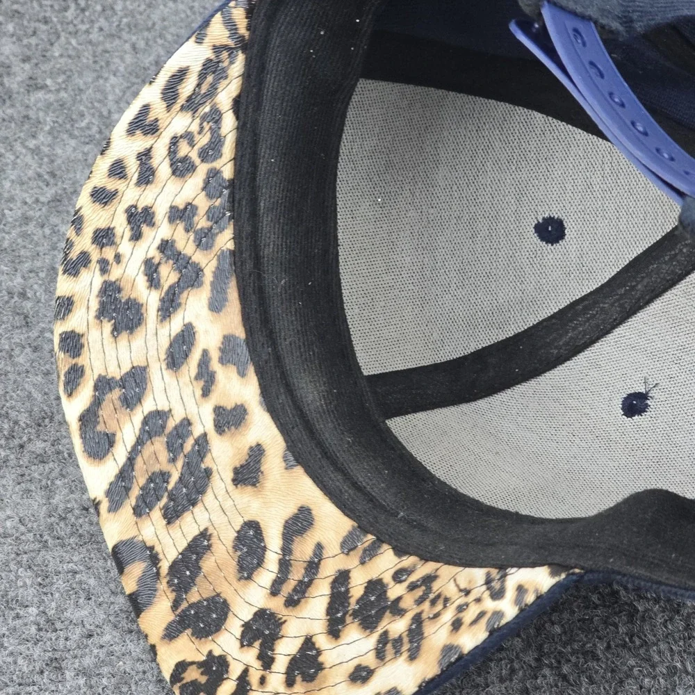 Supreme Navy Box Logo Leopard Brim USA Flag Snapback Hat World Famous Cap